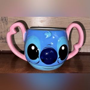 Cute 🥰 Disney Lilo & Stitch 3D Blue Pink Figural Ceramic Coffee Tea Mug Cup 22o…